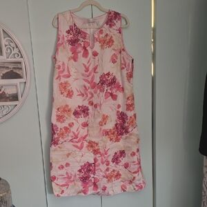 Floral Sleeveless Midi Dress - Pink and Cream